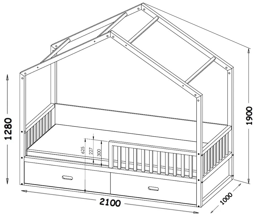 DL Detská posteľ domček 200x90 - biela