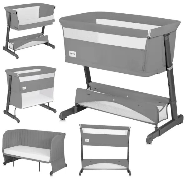 Lionelo - Detská postieľka 5v1 THOMI PLUS Sivý betón