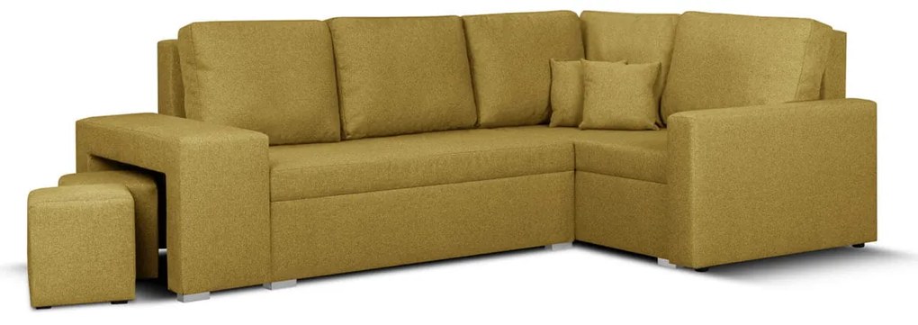 Rohová sedacia súprava s funkciou spania MODO2 s taburetkami Žltá