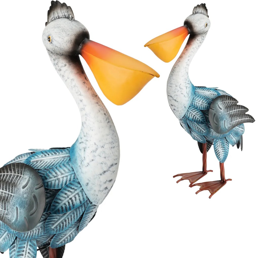 Záhradná kovová figúrka Pelican, 41 cm, viacfarebná