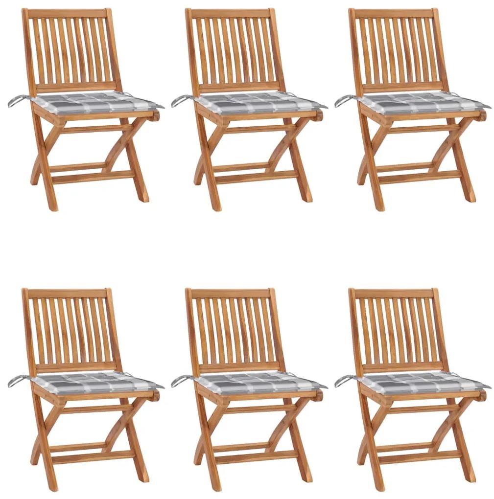Skladacie záhradné stoličky s podložkami 6 ks tíkový masív 3072848
