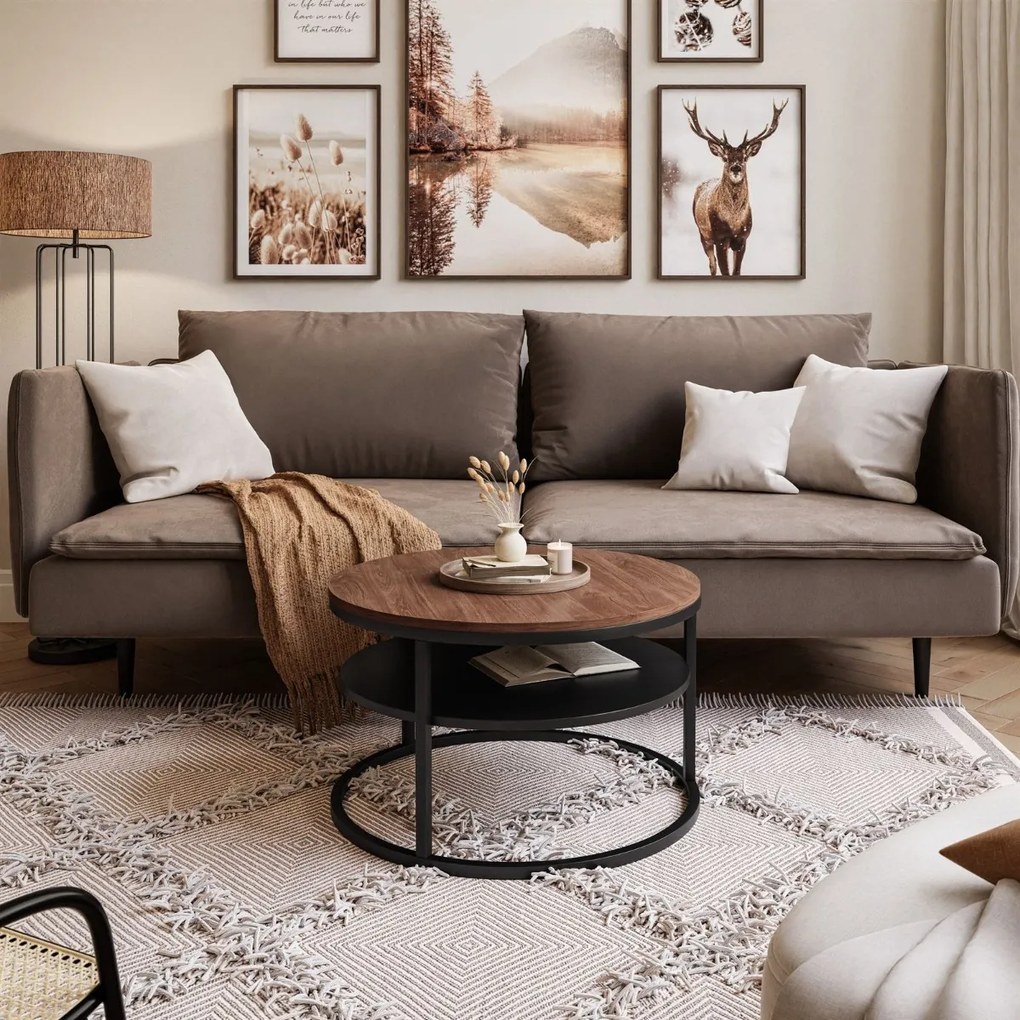 KONFERENČNÝ STOLÍK LEONARDO S POLICOU DUB STIRLING + ČIERNY