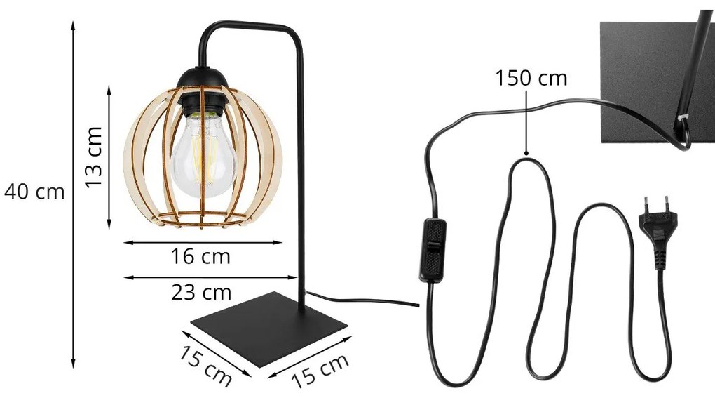 Stolná lampa Timber 8, 1x drevené tienidlo