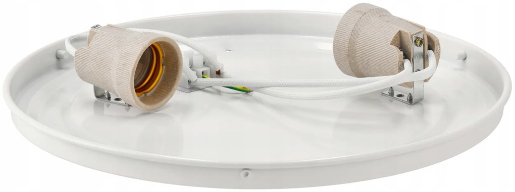 BERGE Okrúhle čierne prisadené stropné svietidlo N/T 2x E27 + 2x LED žiarovka