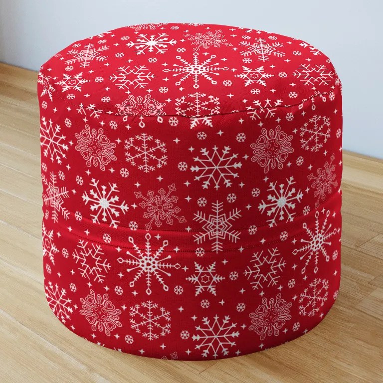 Goldea vianočný bavlnený sedacie bobek 50x40cm - vzor snehové vločky na červenom 50 x 40 cm
