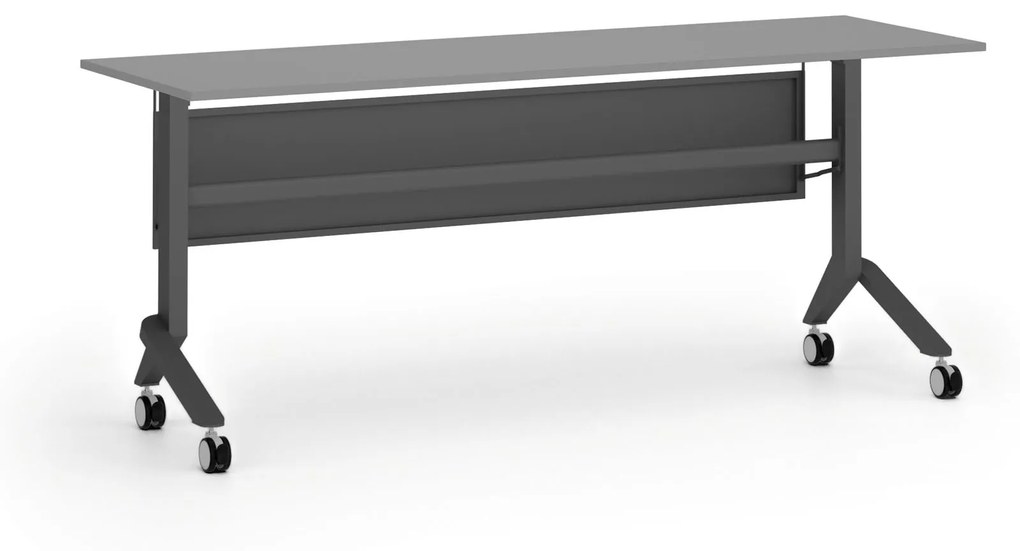 Mobilný stôl PRIMO MOVE, 1800 x 600 mm, čierna podnož, grafit