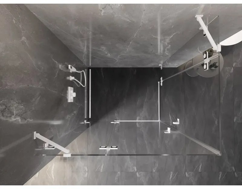 Mexen Lunar Duo, výklopný sprchový kút 120 x 105 cm, 8mm číre sklo, biely profil, 834-120L-105P-20-00