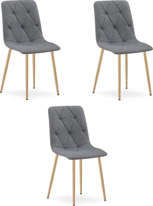 Set troch jedálenských stoličiek LIBRA tmavosivé / hnedé nohy (3 ks)