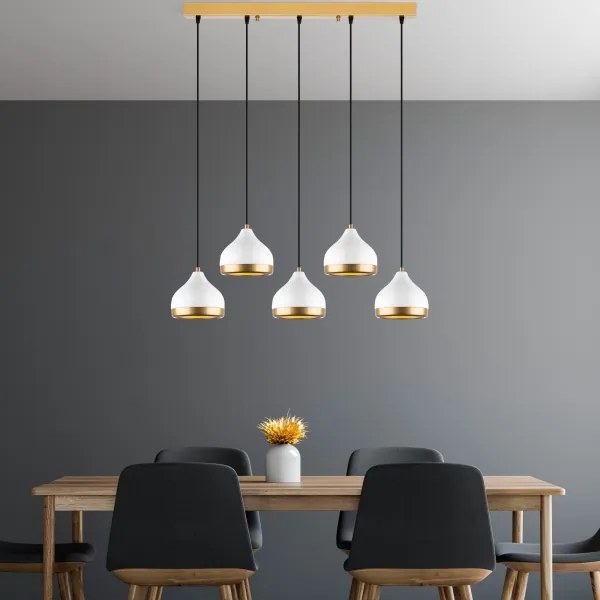 Luster na lanku YILDO 5xE27/40W/230V biela/zlatá