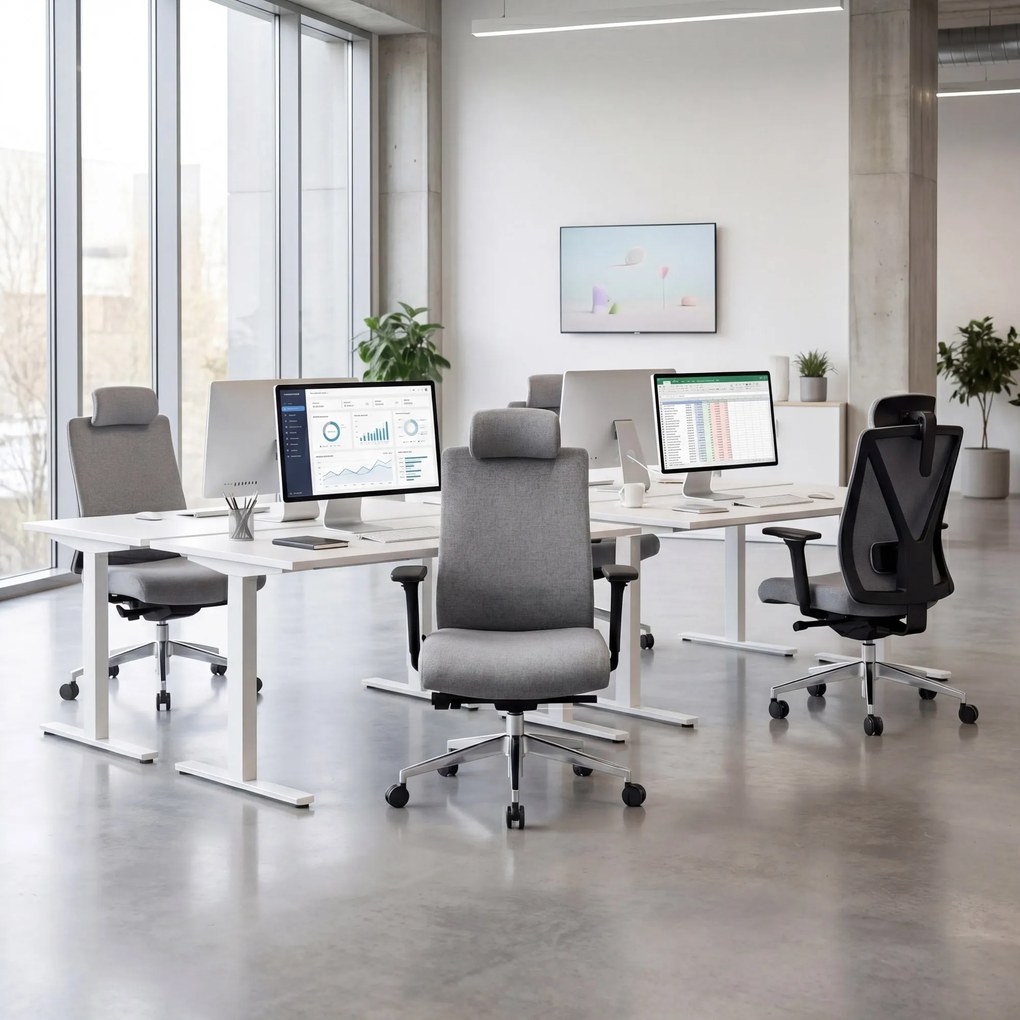 Ergonomická otočná kancelárska stolička, sivá: VECTOR