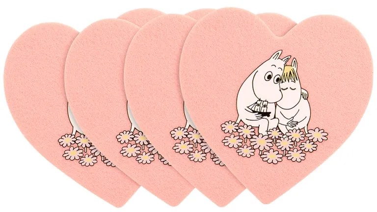 Set podtáciek Moomin Together, 4ks / ružové