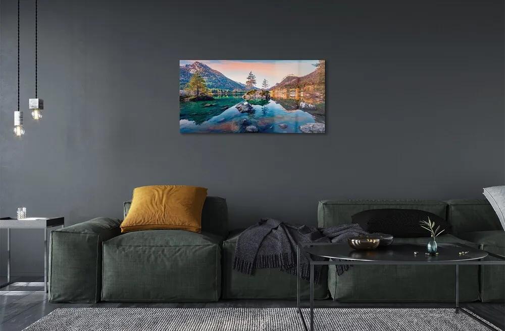 Sklenený obraz Nemecko Alpy jeseň Horské jazero 100x50 cm