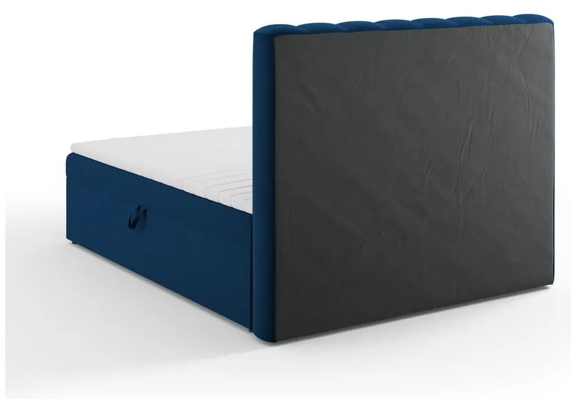 Tmavomodrá boxspring posteľ s úložným priestorom 160x200 cm Gina – Milo Casa
