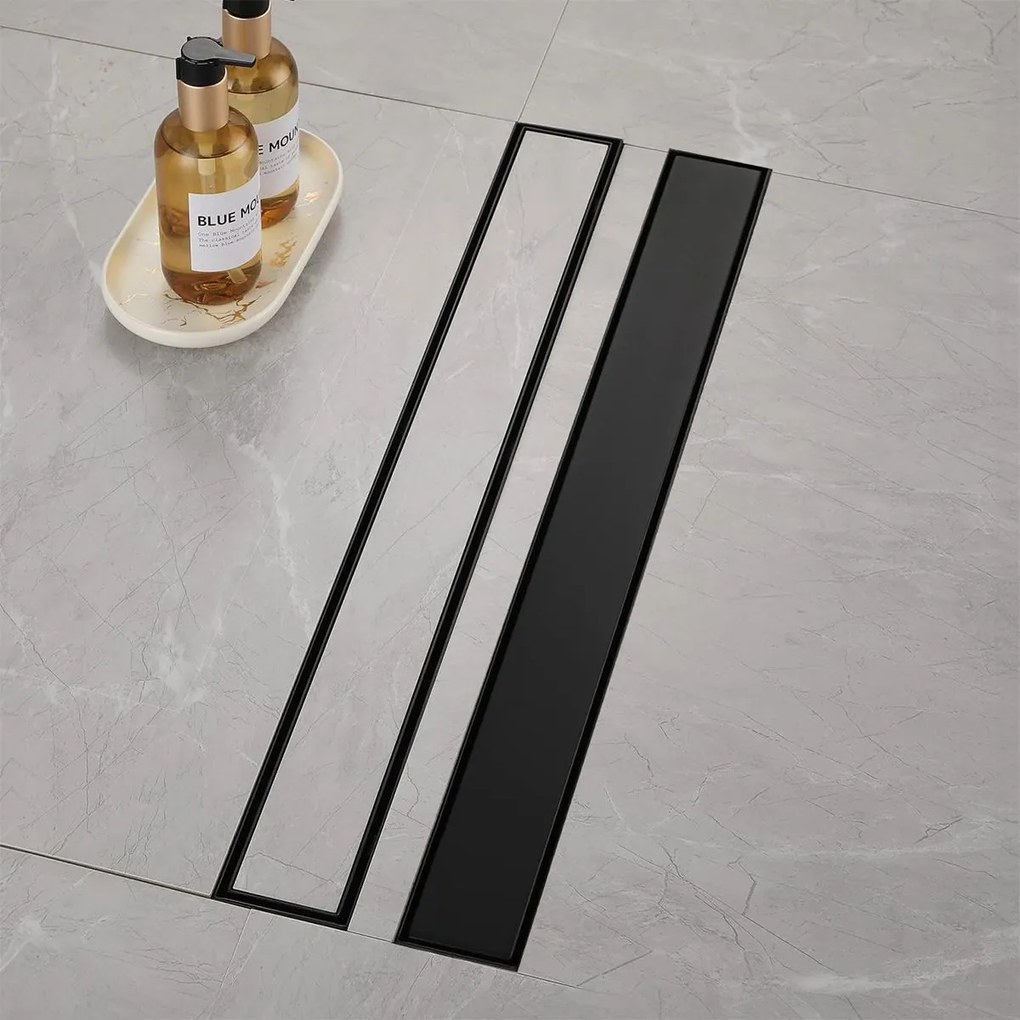 Rea Neox Black Matt, lineárny odtokový žľab 90cm, vzor 2v1, čierna matná, REA-G6603
