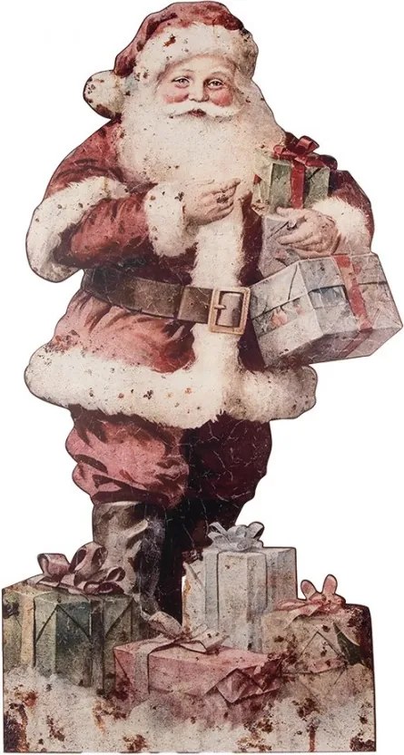 Vianočná kovová stojacia ceduľa Santa Claus - 50*2*96 cm