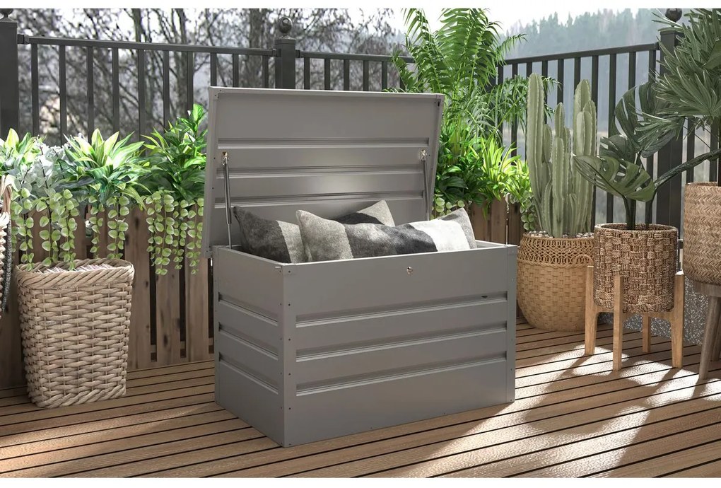 G21 Záhradný box Denver 280 L, metalický šedý plechový PE63900850