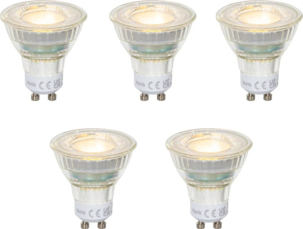 Sada 5 čírych LED žiaroviek GU10 50 mm 2,5 W 450 lm 2700 K