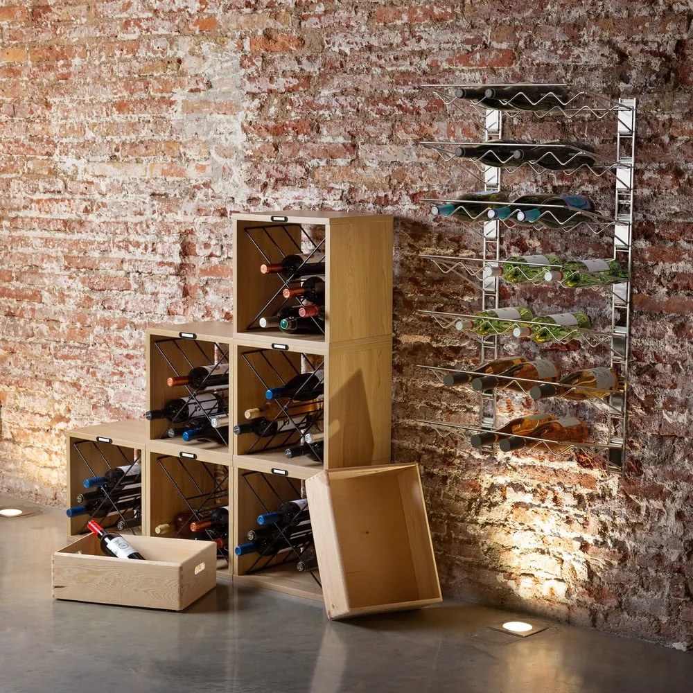 Regál na víno v dekore jaseňa v prírodnej farbe počet fliaš 12 36,5x36x29 cm Macon – Compactor