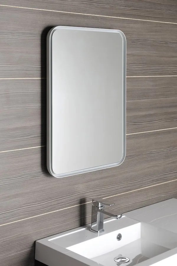 Sapho Sapho, FLOAT LED podsvietené zaoblené zrkadlo v ráme 500x700mm, biela, 22571