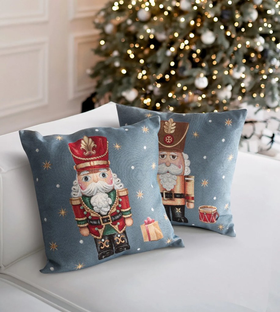 VIANOČNÁ GOBELÍNOVÁ DEKORAČNÁ OBLIEČKA NA VANKÚŠ NUTCRACKER1 45X45 CM VZOROVANÁ