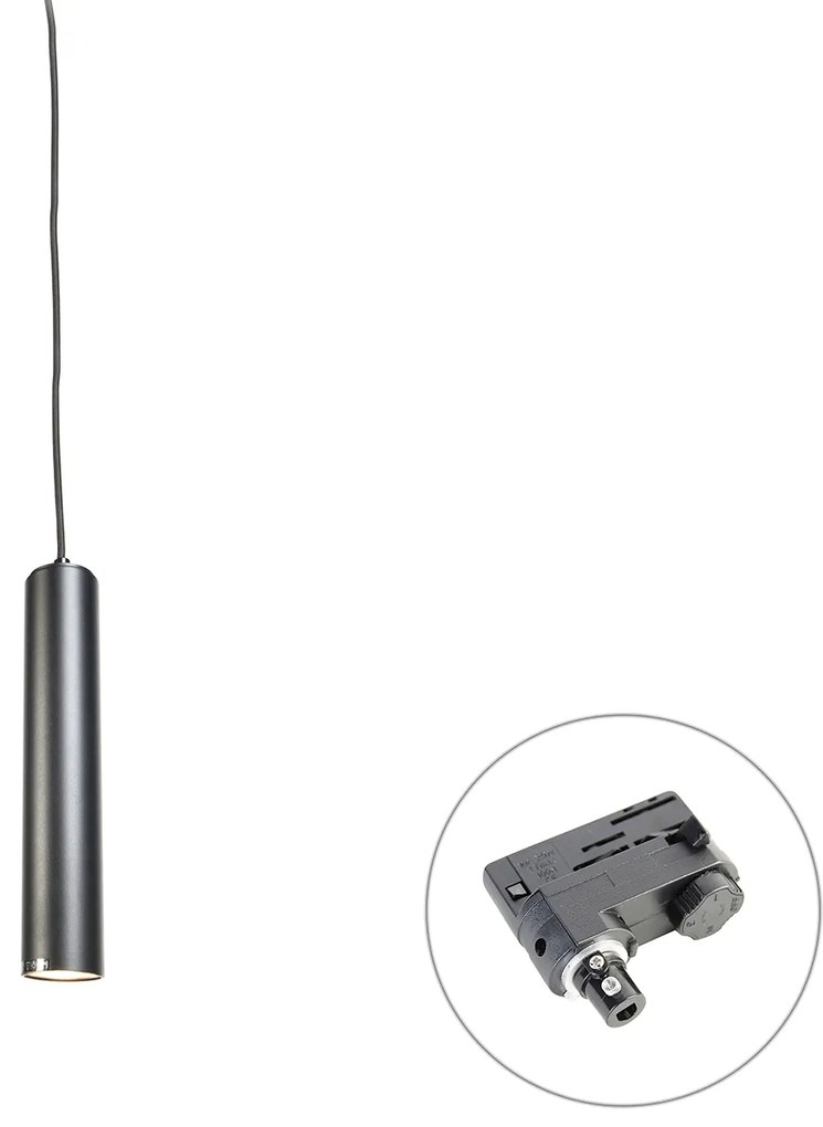 Dizajnové závesné svietidlo čierne vrátane adaptéru na lištu 3-fázové - 3-fázové Tuba Small