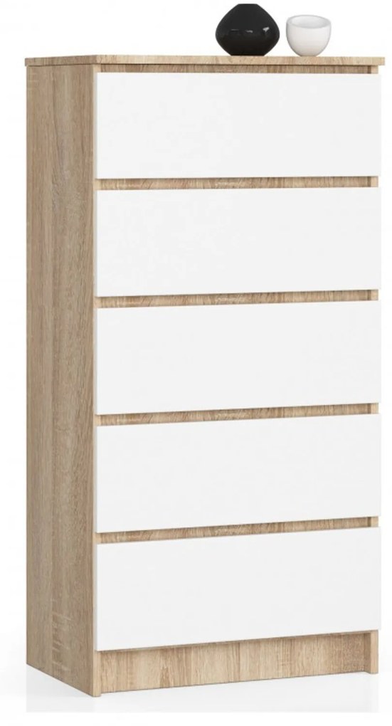 Komoda K60 5SZ sonoma / biela