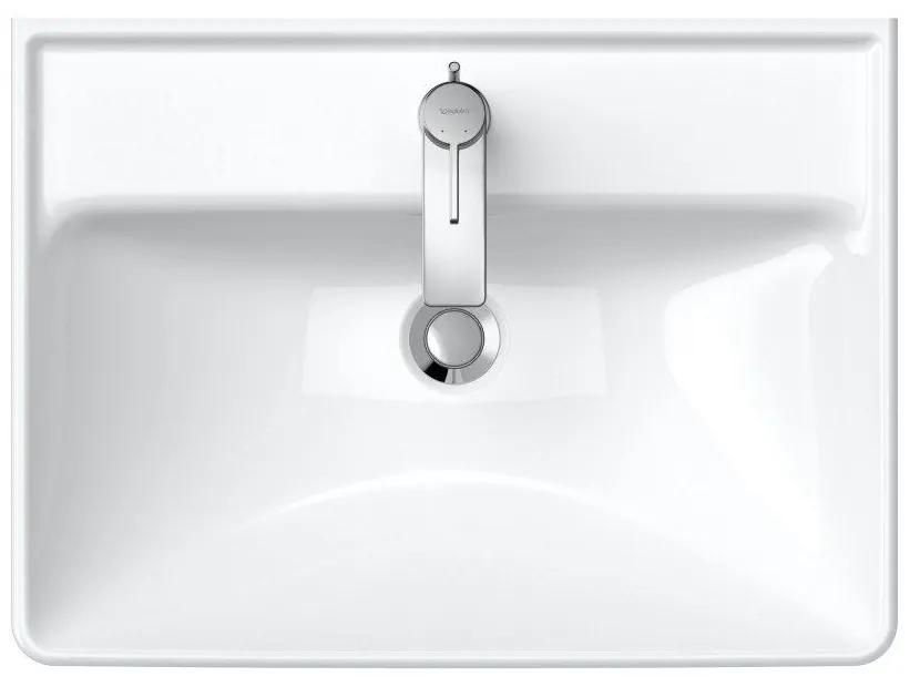 DURAVIT D-Neo závesné umývadlo s otvorom, s prepadom, 600 x 440 mm, biela, s povrchom WonderGliss, 23666000001