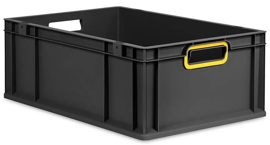 Sada 4 kusov - Eurobox Next Gen 2.0 Cycle - Stohovateľný kontajner s otvorenými rukoväťami - Žltý - 600 x 400 x 220 mm - Antracit