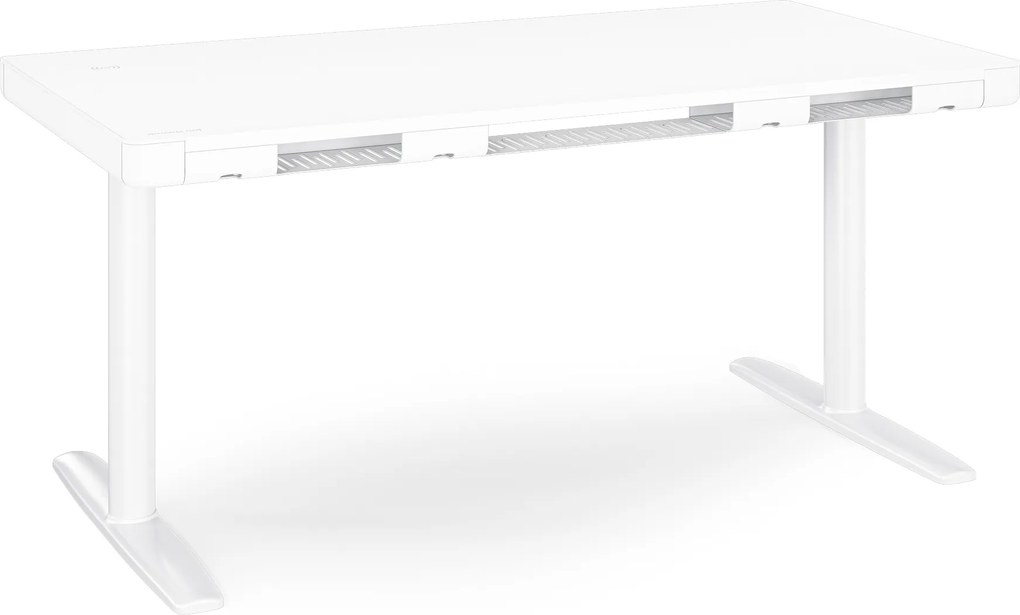 Elektrický písací stôl sit-stand so zásuvkou a bezdrôtovou nabíjačkou Qi biely, 1400 mm: ELLIS
