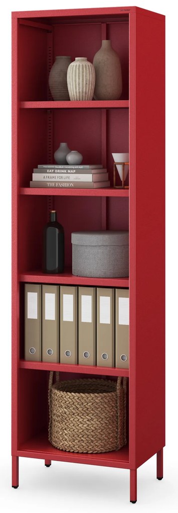 Knižnica do obývačky MARIO, 500 x 1800 x 350 mm, Modern: červená farba