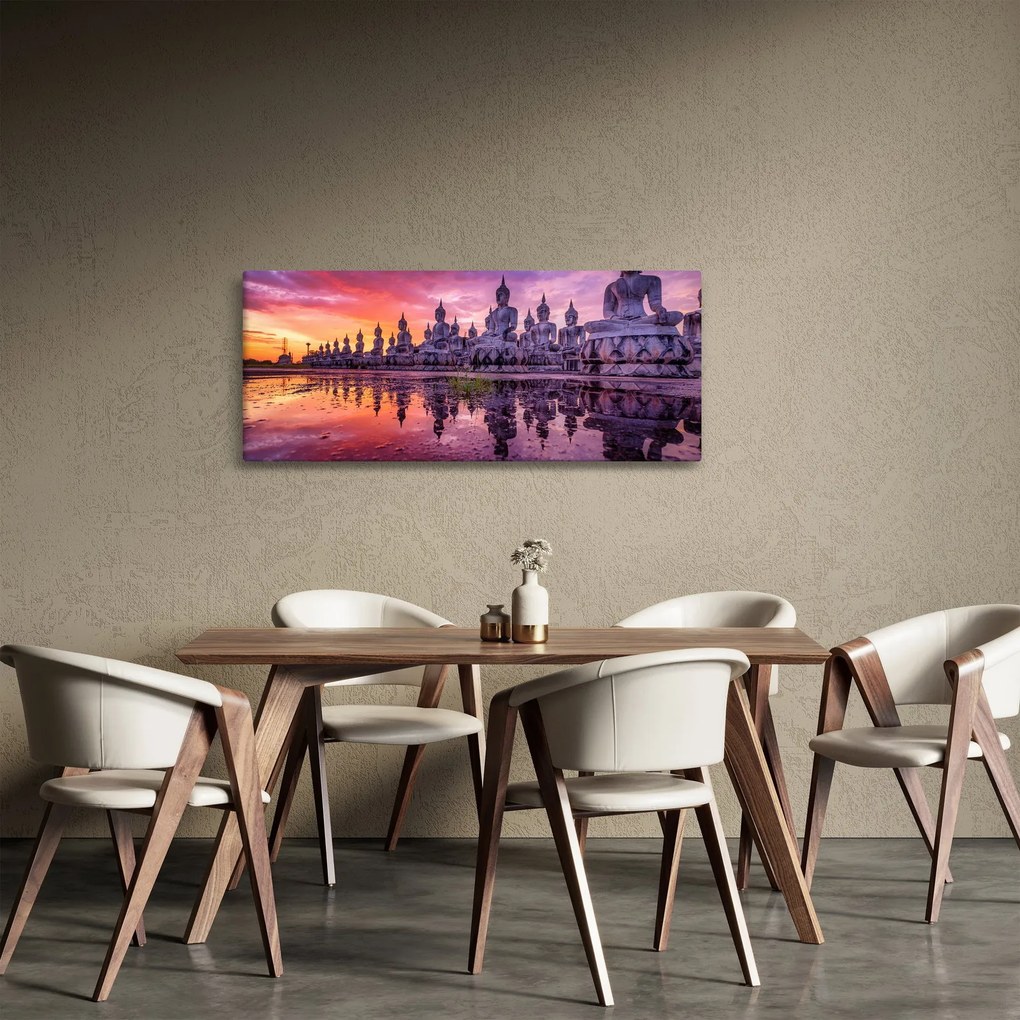 Obraz - Budhovia v západe slnka (120x50 cm)