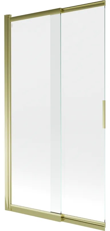 Mexen Fox, 2-krídlová vaňová zástena 100x150 cm, 5mm číre sklo, zlatý lesklý profil, 891-100-002-50-00