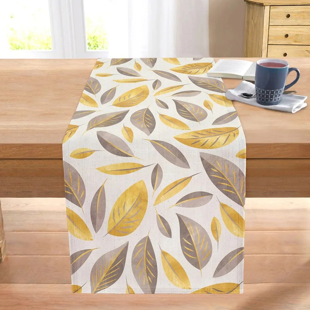 Behúň na stôl 40x130 cm Yellow And Brown Leaves – Mila Home