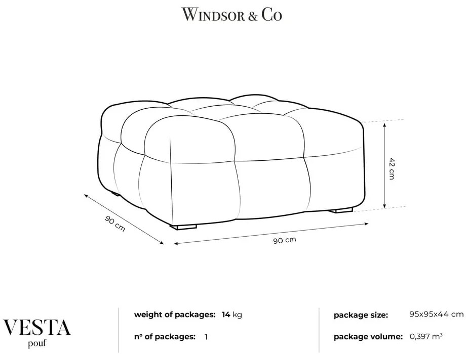 Béžový zamatový puf Windsor &amp; Co Sofas Vesta