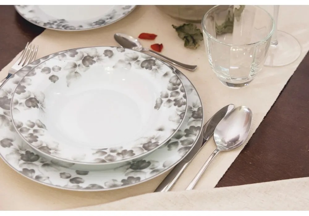 Dezertné porcelánové taniere v bielej a svetlosivej farbe v súprave 6 ks ø 19 cm Foliage gray – Villa Altachiara