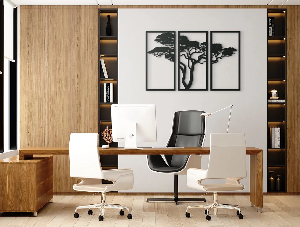 drevko 3-dielny obraz Africký strom Rozmer obrazu: 28 x 44,5 cm, Farba dekorácie: Čierna