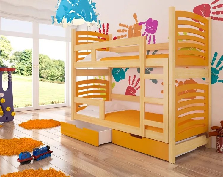 OSUNA detská posteľ ADRK rám prírodné drevo + oranžová