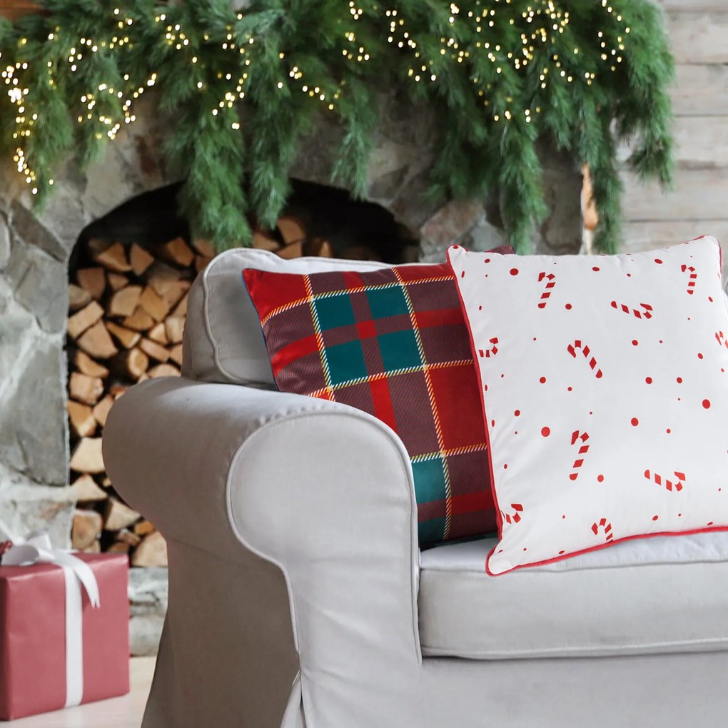 VIANOČNÁ DEKORAČNÁ OBLIEČKA NA VANKÚŠ MERRY 45X45 CM VZOROVANÁ