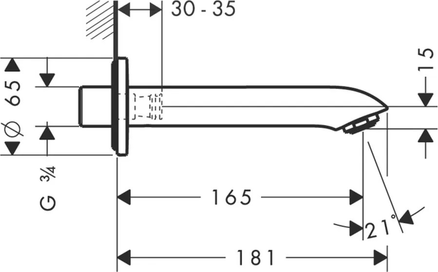 Hansgrohe Metris, vaňový výtok, chrómová, HAN-31494000