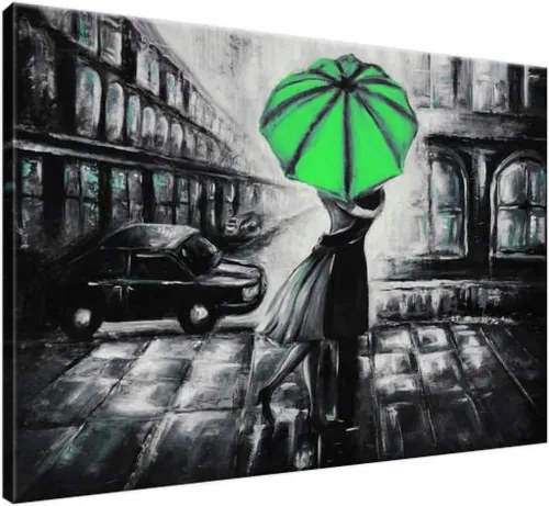 Ručne maľovaný obraz Zelený bozk v daždi 100x70cm RM2473A_1Z