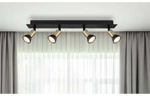 Globo 57998-4B - Bodové svietidlo DREW 4xGU10/35W/230V čierna/mosadz