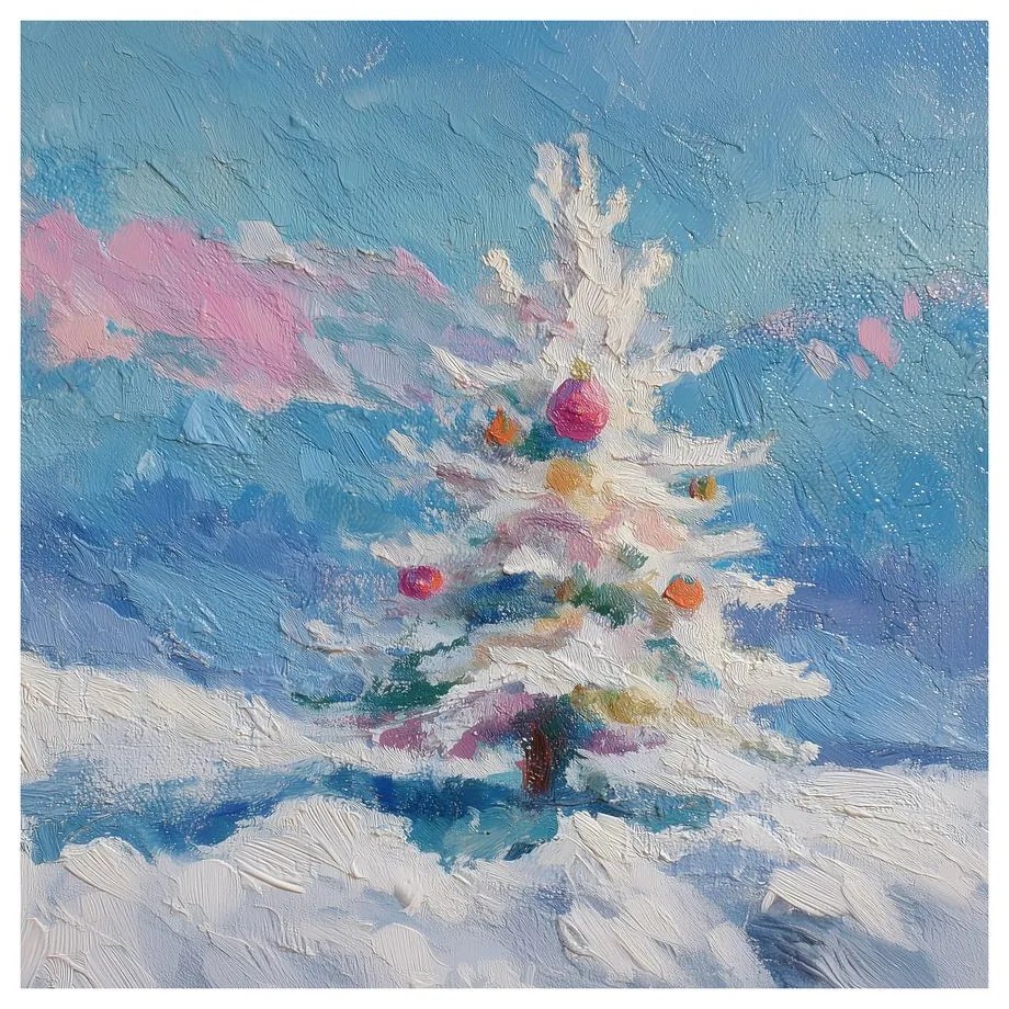 Obraz zimné čaro s vianočným stromom