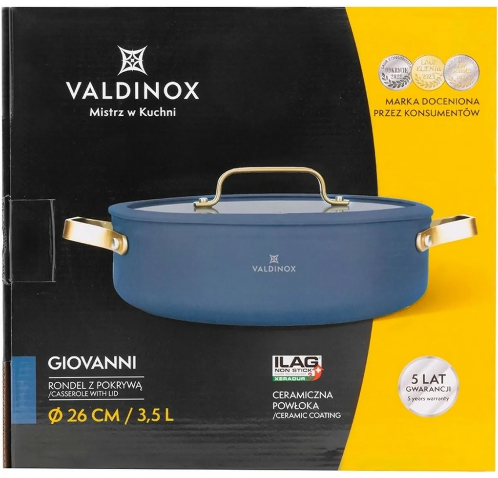 Valdinox Široký kastról s pokrievkou Giovanni 26cm, 3,5 l