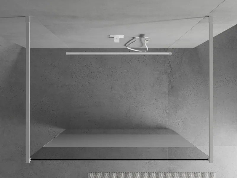 Mexen Kioto, priechodná sprchová zástena 120 x 200 cm, 8mm sklo číre/námraza, 2x biela stabilizačná rozpera, 800-120-002-20-35