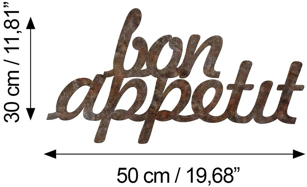 Nástěnná kovová dekorace Bon Appetit vícebarevná