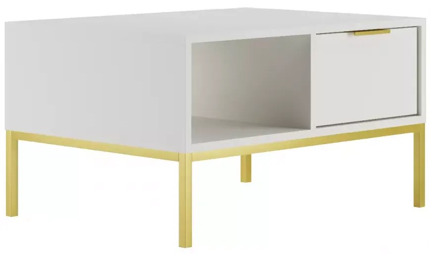 Konferenční stolek Austin 80 cm bílá/zlatá