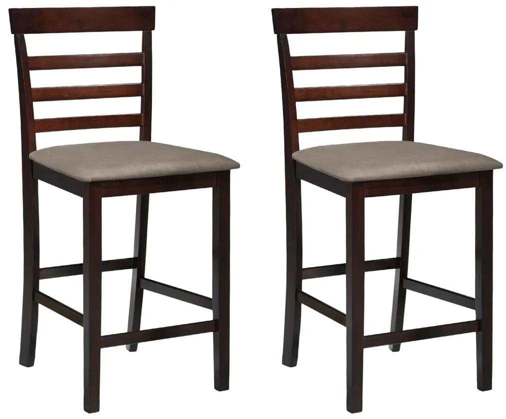 vidaXL Hnedo béžové drevené barové stoličky, 2 ks
