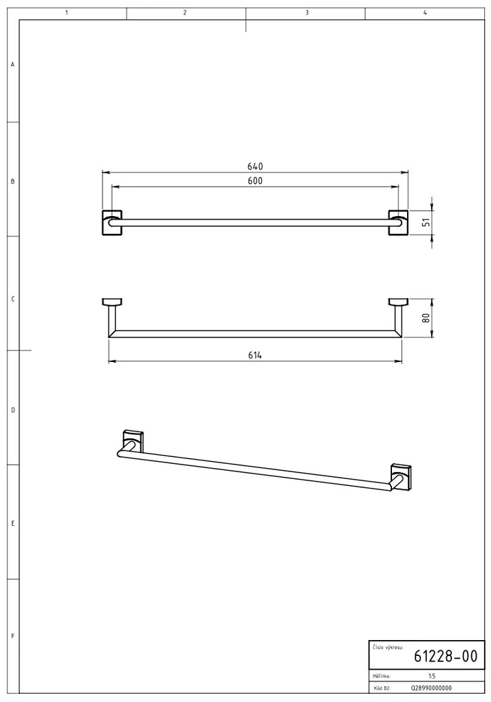 Novaservis - Držiak uterákov 650 mm Metalia 12 chróm, 0228,0