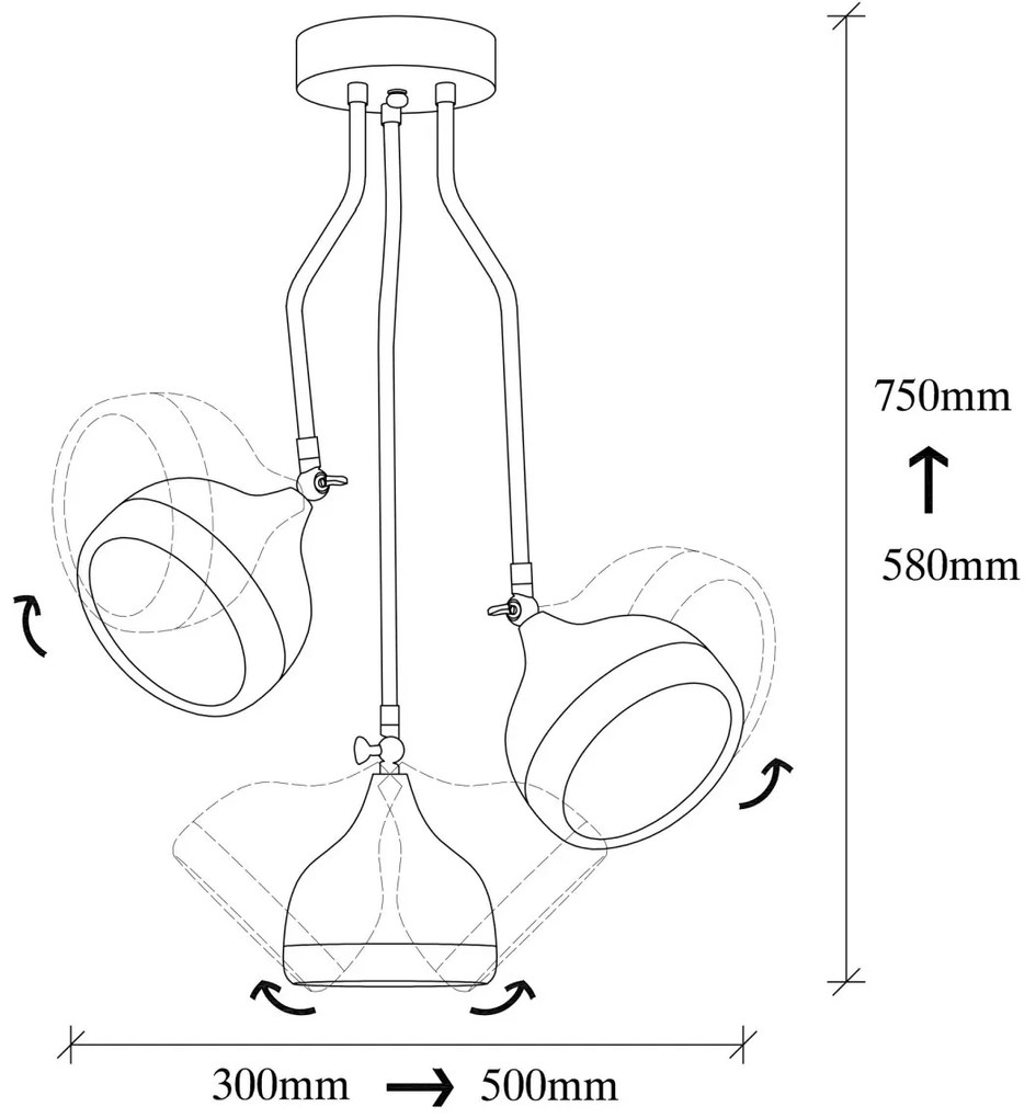Závesné svietidlo Yildo XII čierno-medené