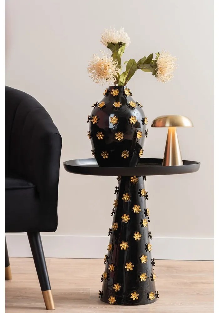Kovový okrúhly odkladací stolík ø 50 cm Golden Flowers – Leitmotiv